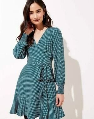 ann taylor green polka dot dress Ann Taylor you did your big one with this dress! Everyone who books an appointment with me has to try on this dress. It's a must!